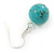 12mm Turquoise Bead Drop Earrings In Silver Tone - 30mm L - view 5