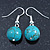 12mm Turquoise Bead Drop Earrings In Silver Tone - 30mm L - view 2