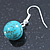 12mm Turquoise Bead Drop Earrings In Silver Tone - 30mm L - view 7
