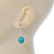 12mm Turquoise Bead Drop Earrings In Silver Tone - 30mm L - view 6