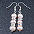 8mm Bridal/ Prom Delicate Pale Pink Freshwater Pearl With Crystal Ring Drop Earrings In Silver Tone - 45mm L - view 3