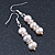 8mm Bridal/ Prom Delicate Pale Pink Freshwater Pearl With Crystal Ring Drop Earrings In Silver Tone - 45mm L - view 6