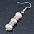 8mm Bridal/ Prom Delicate Pale Pink Freshwater Pearl With Crystal Ring Drop Earrings In Silver Tone - 45mm L - view 8