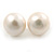 10mm White Off-Round Cultured Freshwater Pearl Stud Earrings In Silver Tone - view 2