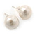10mm White Off-Round Cultured Freshwater Pearl Stud Earrings In Silver Tone - view 6