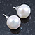 10mm White Off-Round Cultured Freshwater Pearl Stud Earrings In Silver Tone - view 5