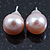 9mm Light Lilac Off-Round Cultured Freshwater Pearl Stud Earrings In Silver Tone - view 9