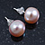 9mm Light Lilac Off-Round Cultured Freshwater Pearl Stud Earrings In Silver Tone - view 7