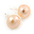 9mm Cream Off-Round Cultured Freshwater Pearl Stud Earrings In Silver Tone - view 4