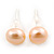 7mm Cream Off-Round Cultured Freshwater Pearl Stud Earrings In Silver Tone