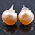7mm Cream Off-Round Cultured Freshwater Pearl Stud Earrings In Silver Tone - view 9
