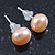 7mm Cream Off-Round Cultured Freshwater Pearl Stud Earrings In Silver Tone - view 6