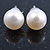 7mm White Off-Round Cultured Freshwater Pearl Stud Earrings In Silver Tone - view 7