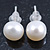 7mm White Off-Round Cultured Freshwater Pearl Stud Earrings In Silver Tone - view 5