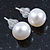 7mm White Off-Round Cultured Freshwater Pearl Stud Earrings In Silver Tone - view 4