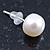 7mm White Off-Round Cultured Freshwater Pearl Stud Earrings In Silver Tone - view 8