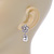Bridal/ Wedding/ Prom Silver Tone Clear Crystal, 9mm Simulated Pearl Flower Drop Earrings - 30mm L - view 4