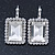 Clear CZ Square Drop Earrings With Leverback Closure In Rhodium Plating - 35mm L - view 4