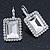 Clear CZ Square Drop Earrings With Leverback Closure In Rhodium Plating - 35mm L - view 8