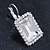 Clear CZ Square Drop Earrings With Leverback Closure In Rhodium Plating - 35mm L - view 9
