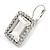 Clear CZ Square Drop Earrings With Leverback Closure In Rhodium Plating - 35mm L - view 13