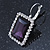 Deep Purple/ Clear CZ Square Drop Earrings With Leverback Closure In Rhodium Plating - 35mm L - view 10