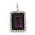 Deep Purple/ Clear CZ Square Drop Earrings With Leverback Closure In Rhodium Plating - 35mm L - view 11