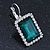 Emerald Green/ Clear CZ Square Drop Earrings With Leverback Closure In Rhodium Plating - 35mm L - view 4
