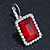 Ruby Red/ Clear CZ Square Drop Earrings With Leverback Closure In Rhodium Plating - 35mm L - view 11