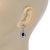 Clear/ Montana Blue CZ Teardrop Earrings In Rhodium Plating - 25mm L - view 3