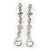 Bridal/ Wedding/ Prom Clear Cz Linear Clip On Earrings In Rhodium Plating - 53mm L - view 5