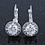 Classic Clear CZ Round Drop Earrings With Leverback Closure In Rhodium Plating - 23mm L - view 9