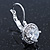 Classic Clear CZ Round Drop Earrings With Leverback Closure In Rhodium Plating - 23mm L - view 5