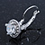 Classic Clear CZ Round Drop Earrings With Leverback Closure In Rhodium Plating - 23mm L - view 8