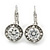 Classic Clear CZ Round Drop Earrings With Leverback Closure In Rhodium Plating - 23mm L - view 10