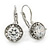 Classic Clear CZ Round Drop Earrings With Leverback Closure In Rhodium Plating - 23mm L - view 2