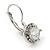 Classic Clear CZ Round Drop Earrings With Leverback Closure In Rhodium Plating - 23mm L - view 11