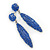 Sapphire Blue Austrian Crystal Leaf Drop Earrings In Rhodium Plating - 65mm L - view 4