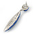 Sapphire Blue Austrian Crystal Leaf Drop Earrings In Rhodium Plating - 65mm L - view 6