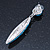 Teal Blue Austrian Crystal Leaf Drop Earrings In Rhodium Plating - 65mm L - view 5