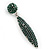 Green Austrian Crystal Leaf Drop Earrings In Rhodium Plating - 65mm L - view 6