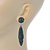 Green Austrian Crystal Leaf Drop Earrings In Rhodium Plating - 65mm L - view 3