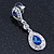 Bridal/ Wedding/ Prom Royal Blue/ Clear CZ Teardrop Earrings In Rhodium Plating - 50mm L - view 10