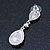 Bridal/ Wedding/ Prom Royal Blue/ Clear CZ Teardrop Earrings In Rhodium Plating - 50mm L - view 6