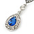 Bridal/ Wedding/ Prom Royal Blue/ Clear CZ Teardrop Earrings In Rhodium Plating - 50mm L - view 5