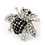 Quirky Black/ Clear Austrian Crystal 'Fly' Stud Earrings In Rhodium Plating - 23mm W - view 10