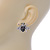 Quirky Black/ Clear Austrian Crystal 'Fly' Stud Earrings In Rhodium Plating - 23mm W - view 3