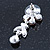 Delicate Pink Crystal Flower & Butterfly Drop Earrings In Rhodium Plating - 35mm L - view 6