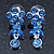 Delicate Sky Blue Crystal Flower & Butterfly Drop Earrings In Rhodium Plating - 35mm L - view 6