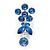 Delicate Sky Blue Crystal Flower & Butterfly Drop Earrings In Rhodium Plating - 35mm L - view 8